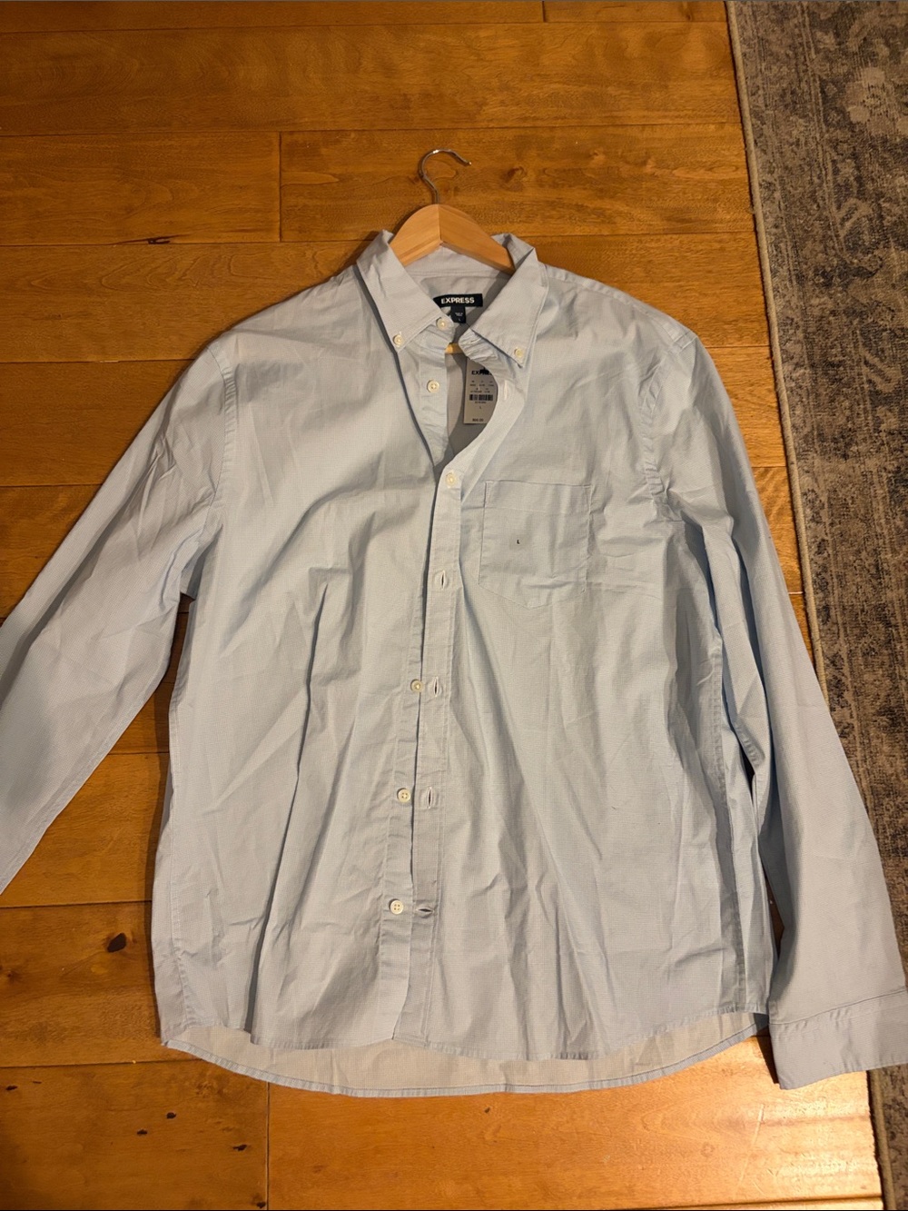 Express Light Blue Casual Button-Down Shirt